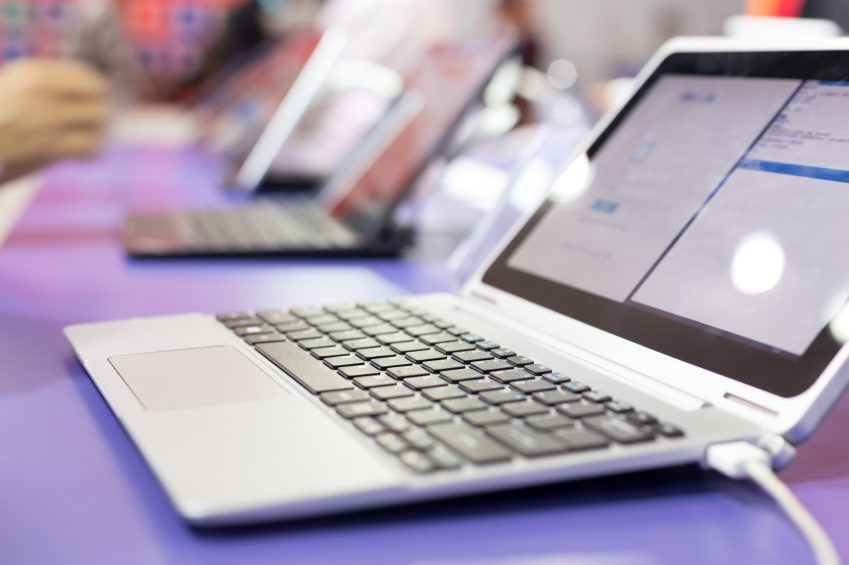 modern laptop on technology exhibition